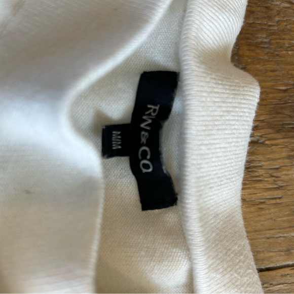 RW&CO. Off Shoulder Ruffle Knit Cream and Navy Preppy Sweater - Picture 4 of 4